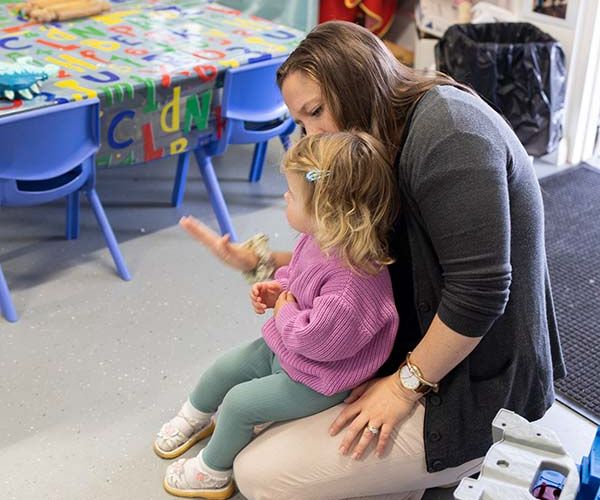 A familiy taking part in the morning singalong