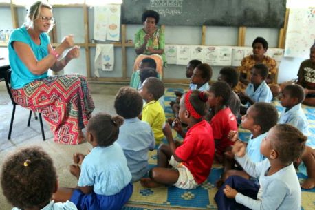 Pacific Valley staff leading a class on an international mission trip