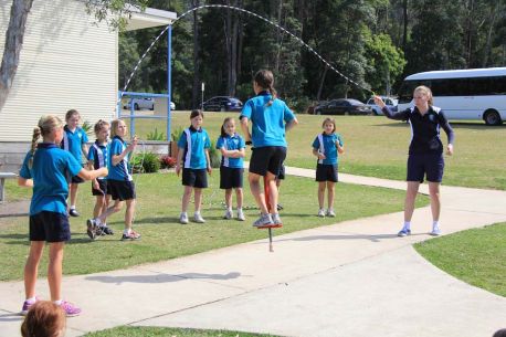 Pacific Valley students using skipping ropes raising funds for Jump Rope for Heart
