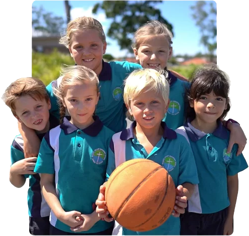 Group of students playing basketball